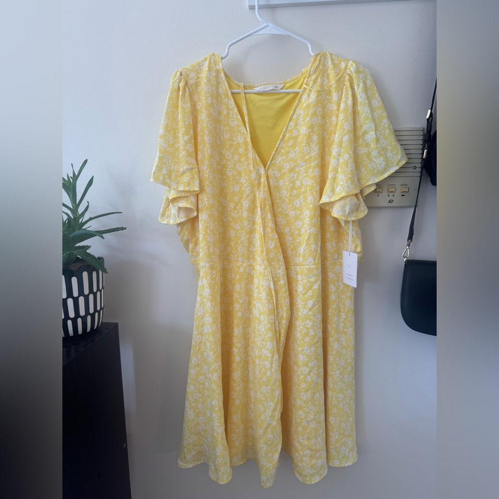 LC Lauren Conrad Yellow Floral Midi Dress